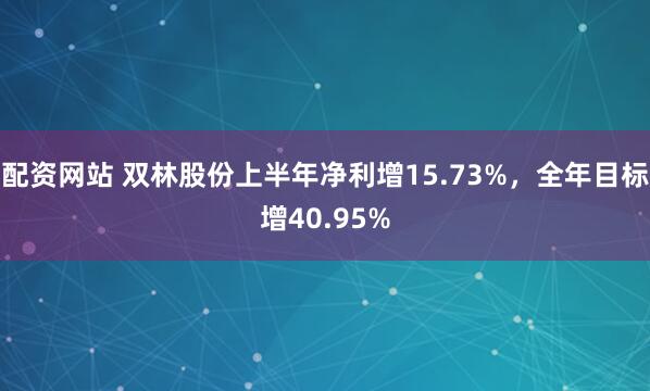 配资网站 双林股份上半年净利增15.73%，全年目标增40.95%