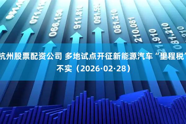 杭州股票配资公司 多地试点开征新能源汽车“里程税”不实（2026·02·28）